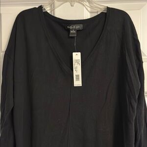 August Silk Charcoal V-Neck Top